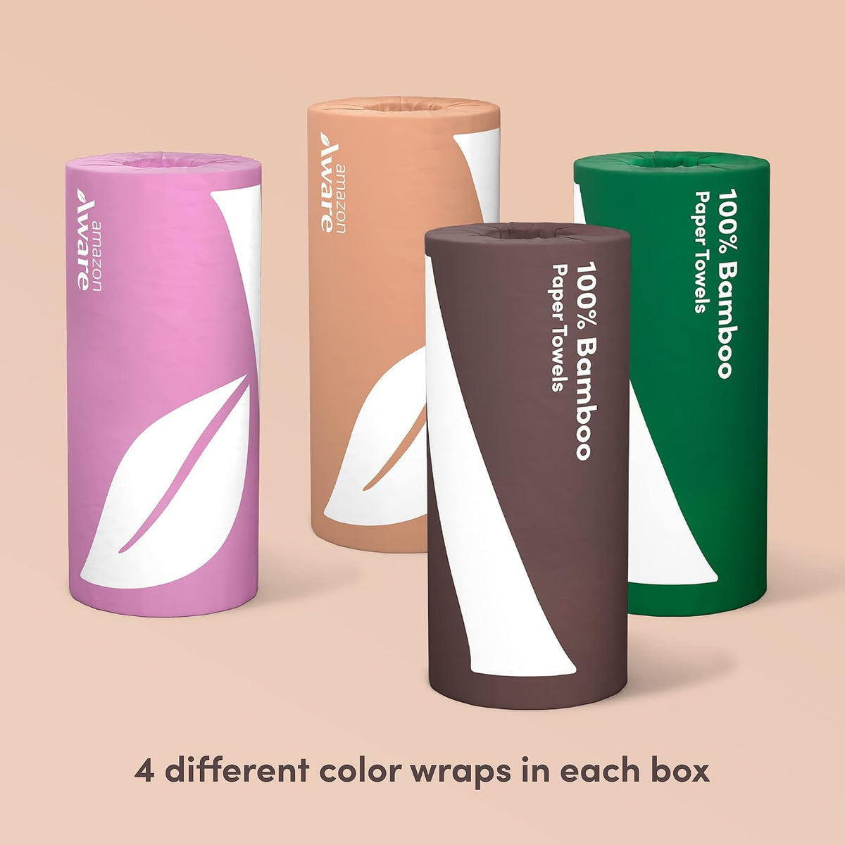 Bamboo Paper Towels, 6 Rolls, 2 ply, 150 Sheets, 900 Count, Plastic-Free, Multicolor