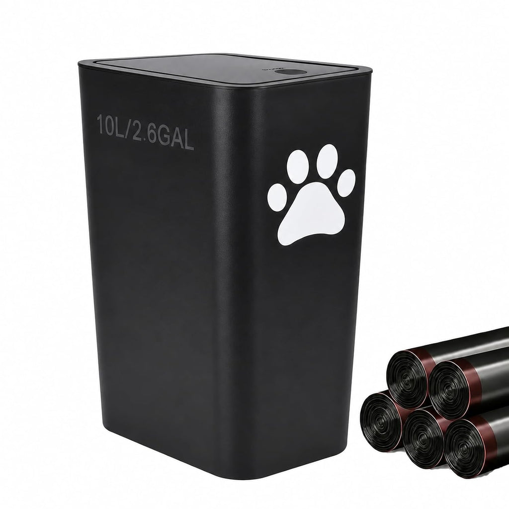 Dog Poop Trash Can Plastic,10L/2.6Gal Outdoor Dog Poop Wast Trash Can Bucket with Pop-Up Lid,Small Pet Waste
