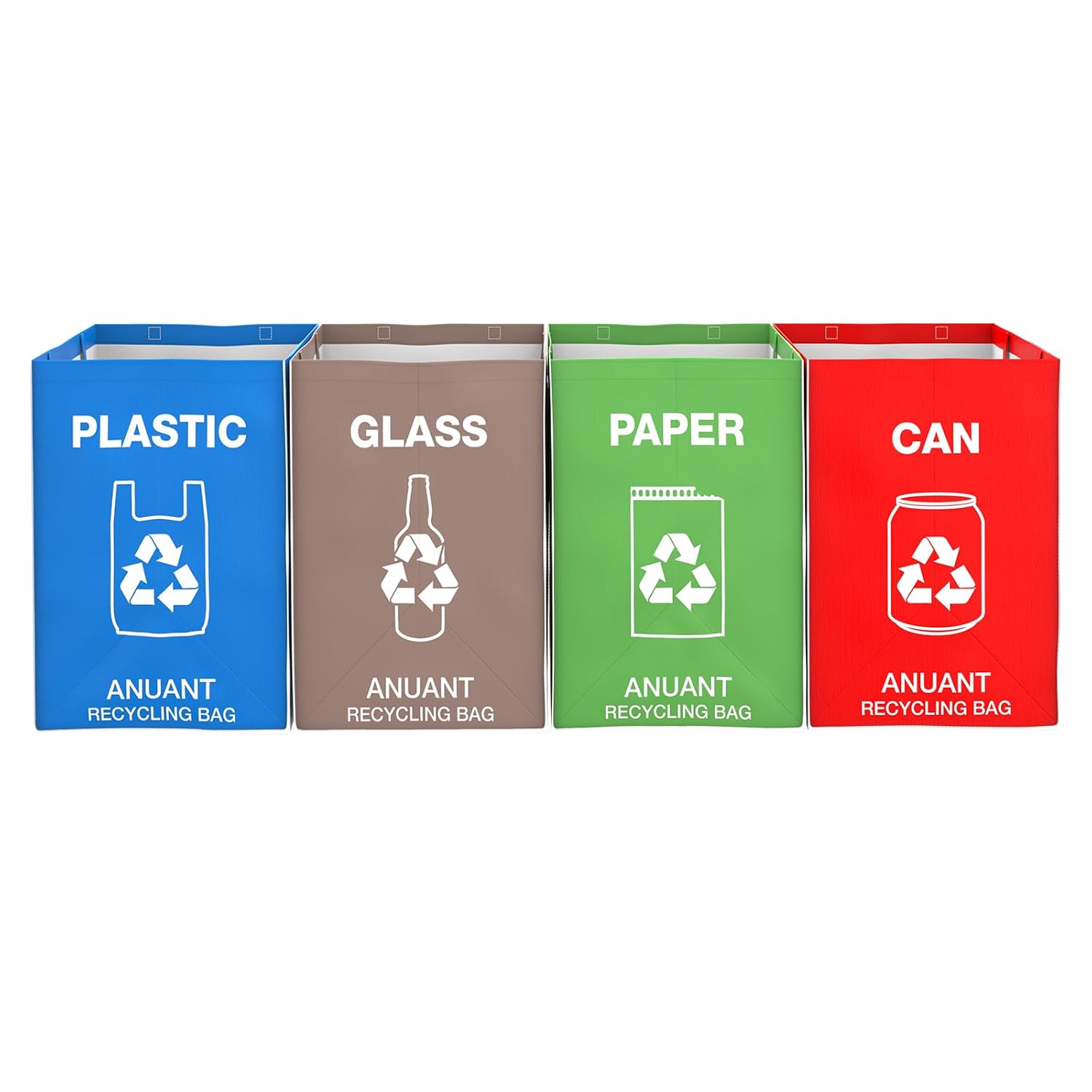 Separate Recycling Waste Bin Bags for Kitchen Office in Home - Large Size Sturdy Double Handles 10 Gallon Recycle