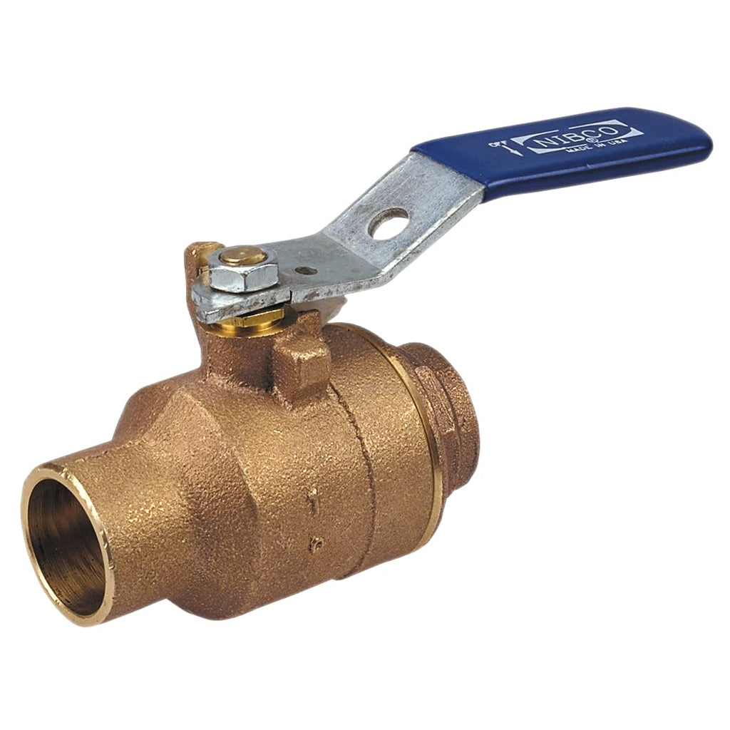 NIBCO S-585-70 Cast Bronze Ball Valve, Two-Piece, Lever Handle, 3/4" Female Solder Cup
