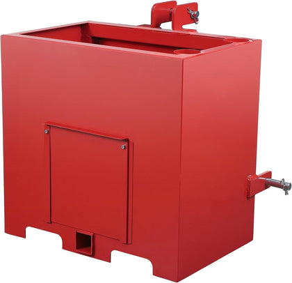 Heavy Duty 800 lbs 3-Point Ballast Box for Category 1 Tractors – 5 cu.ft Steel Attachment – 2" Standard Hitch