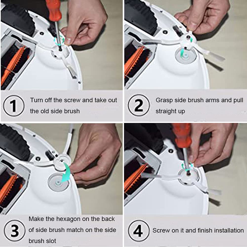 Ronsit Side Brush Replacement Compatible with Roborock S6 S6 Pure S5 6pcs