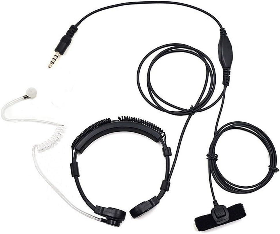 Throat Mic Acoustic Tube with Finger PTT, 3.5mm Jack | Compatible with all 3.5mm jack enabled devices, such as cell