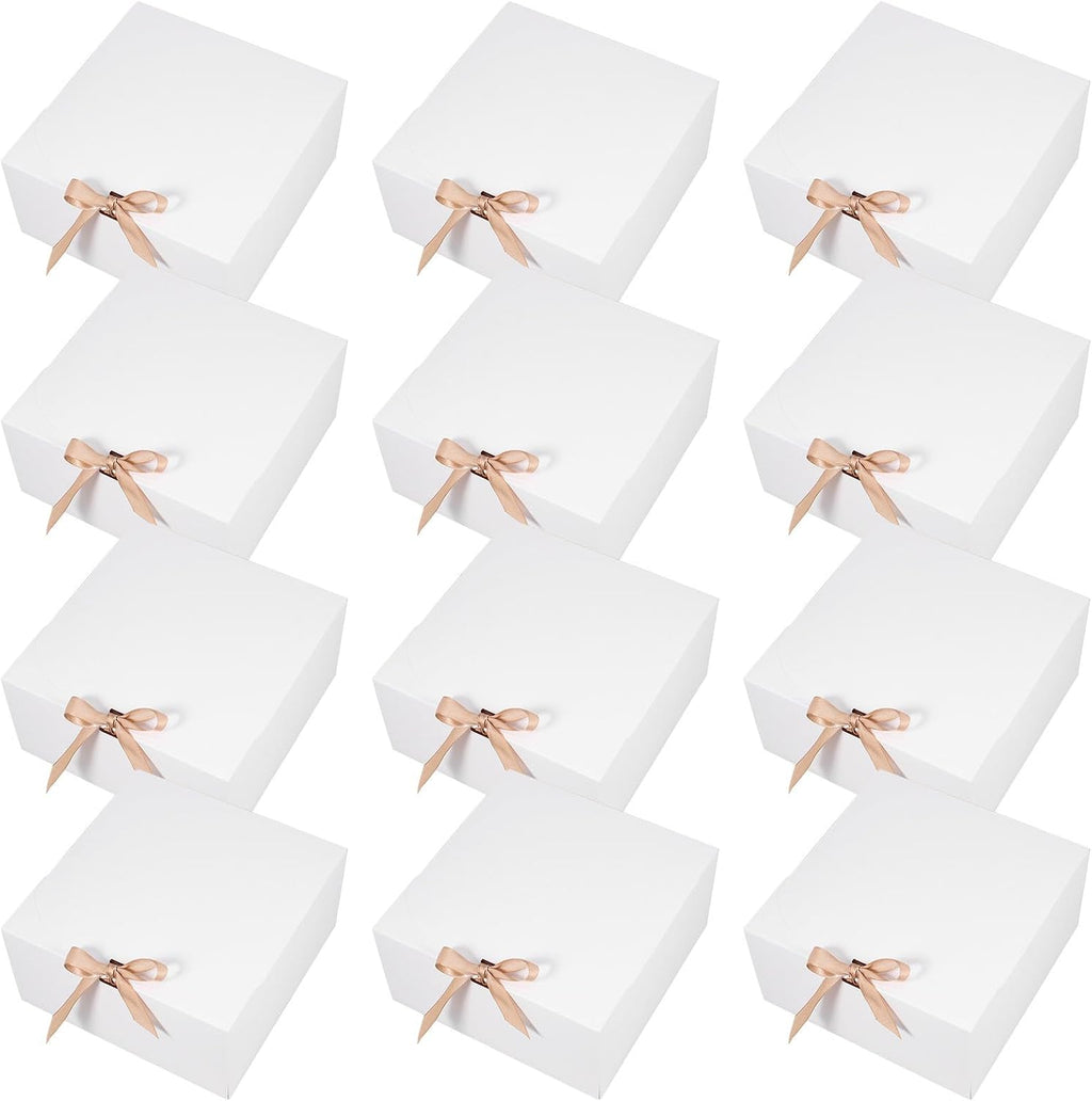 White Gift Boxes with Lids, 12 Pack Clamshell Paperboard Boxes