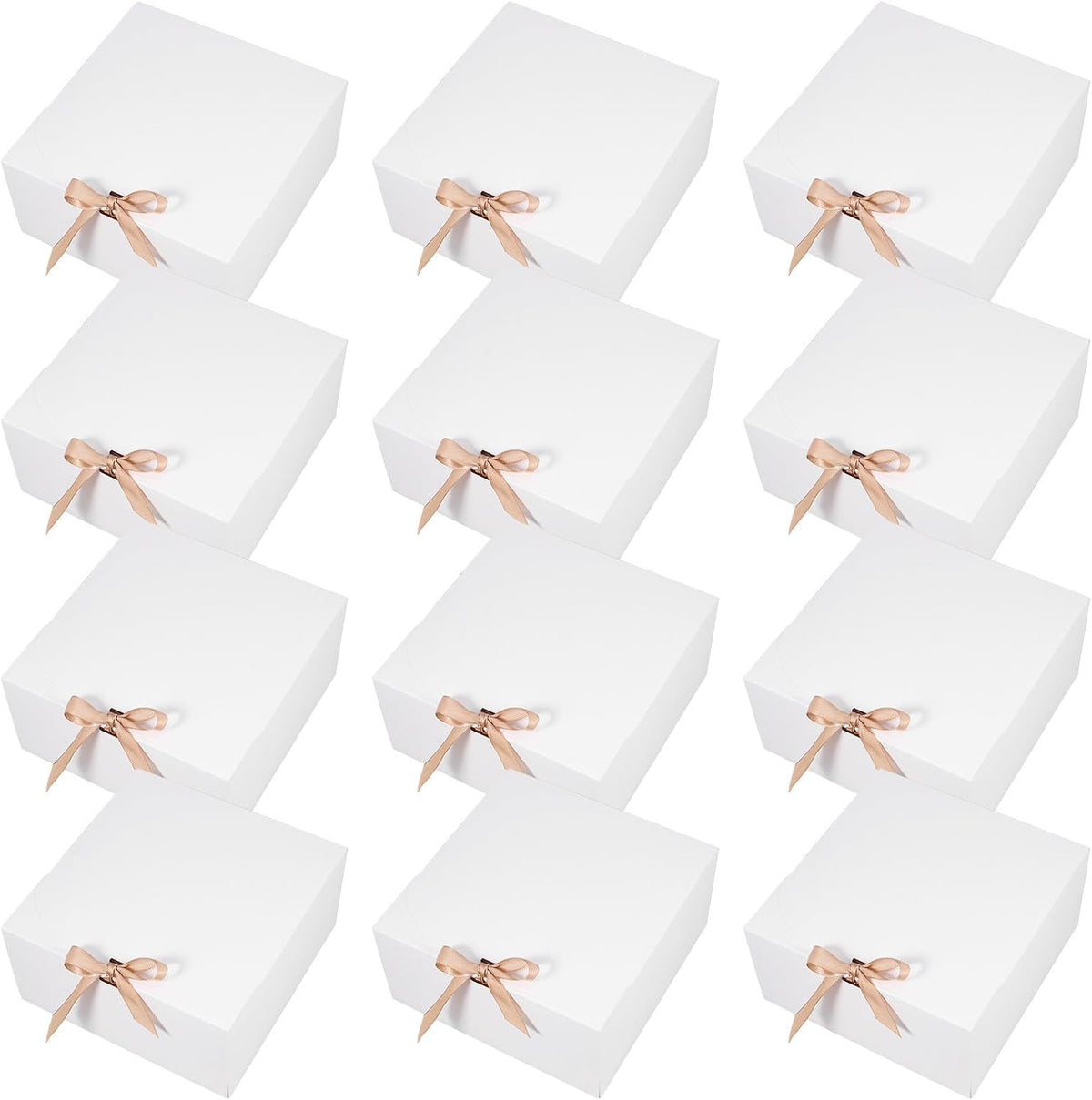 White Gift Boxes with Lids, 12 Pack Clamshell Paperboard Boxes