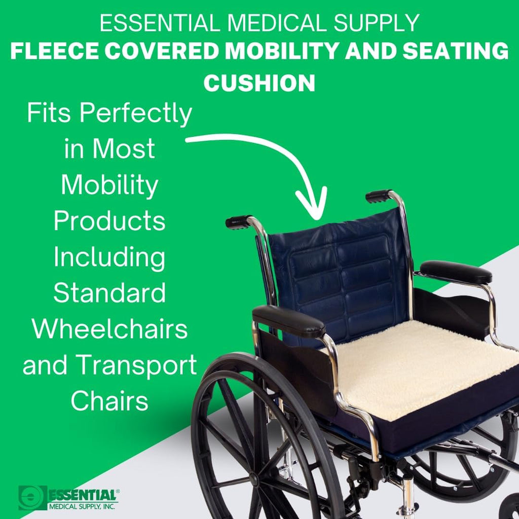 Fleece Covered Mobility and Comfort Seat Cushion - Comfortable Wheelchair Seat Cushions, Extra Padded Support for the