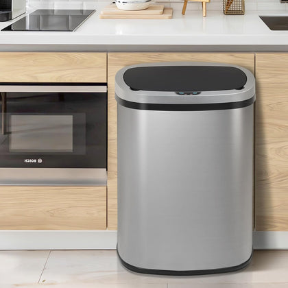 13 Gallon Kitchen Trash Can Garbage Can Waste Bin with Lid Automatic Touchless Stainless Steel Durable Trash Can for