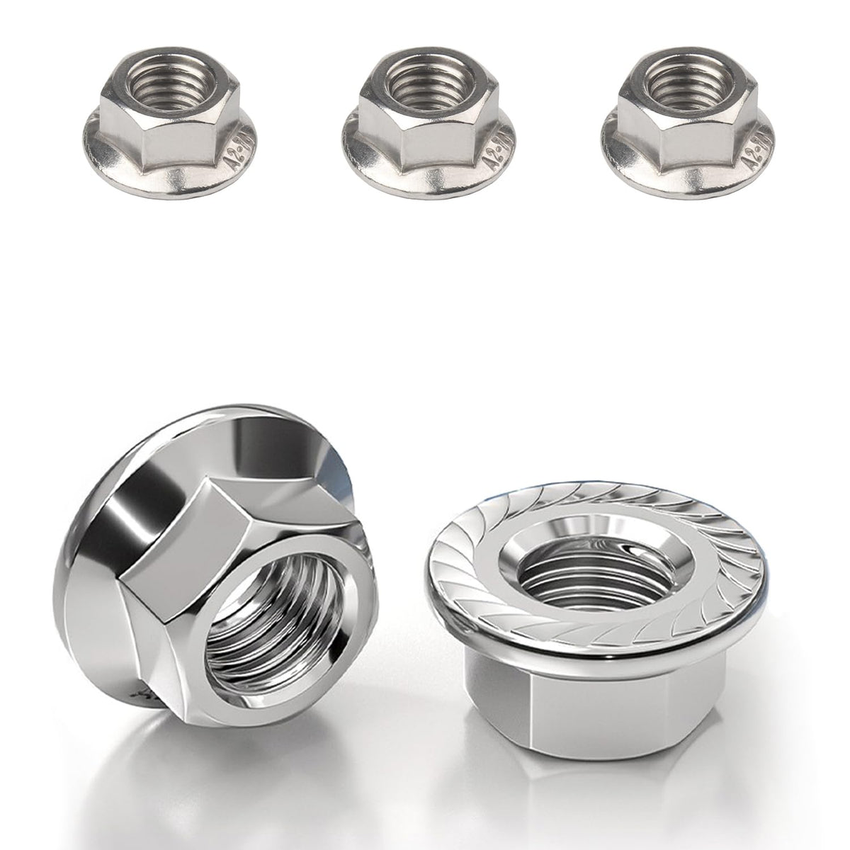 M8 Serrated Flange Nut, 15pcs M8-1.25mm Hexagon Flange Nuts