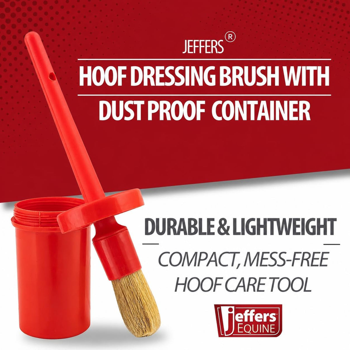 8" Horse Hoof Dressing Brush with Screw-On Container | Red | 1 Pack