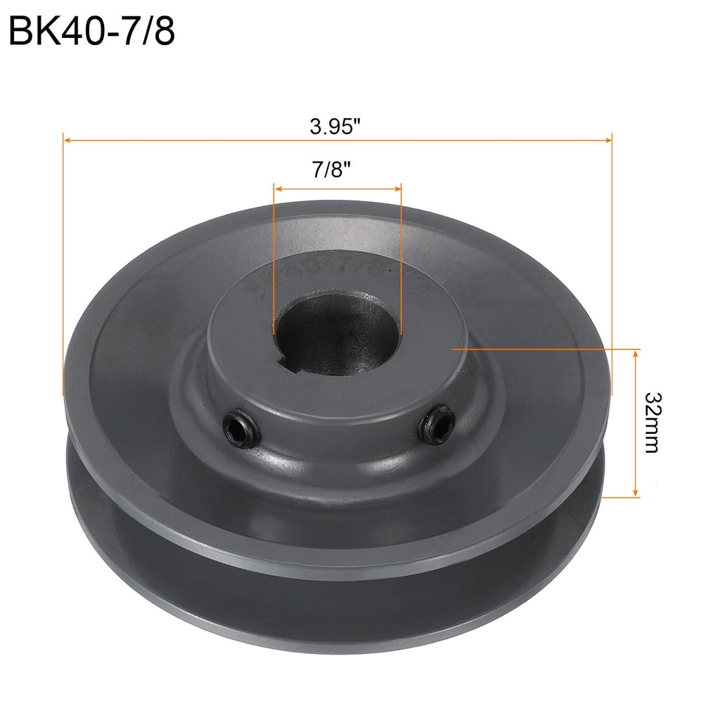 uxcell BK40-7/8 V-Belt Sheave 7/8" Bore, 3.95" OD, Single Groove Web Sheave