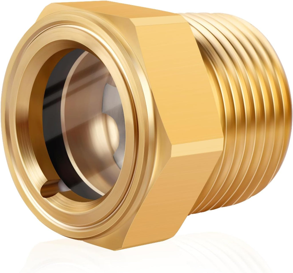 Air compressor Oil Sight Glass, 1 NPT Male Hex Head Oil Sight Glass Heavy Duty Solid Brass Oil Sight Glass Liquid Level Gauge Oil Indicator Window For Air Compressor Gearbox Tank