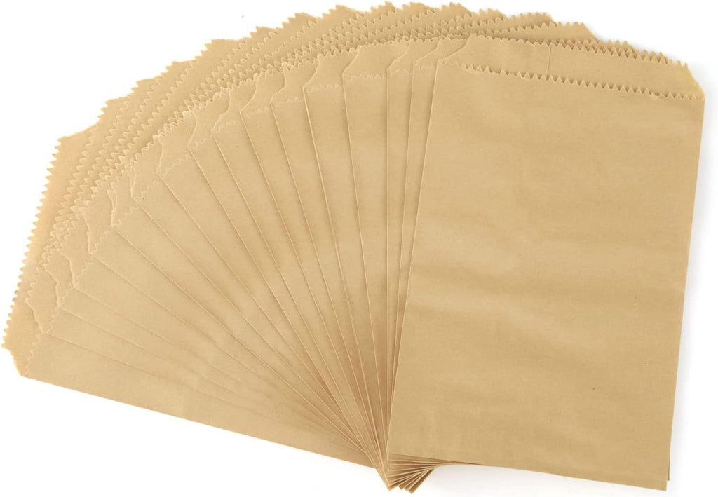 100 Pcs 6x8 Inches Brown Kraft Paper Bags Flat Envelopes Merchandise Treat Bag for Party