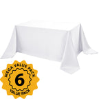 6-Pack White Tablecloths for Rectangle Tables, 90 x 156 Inches