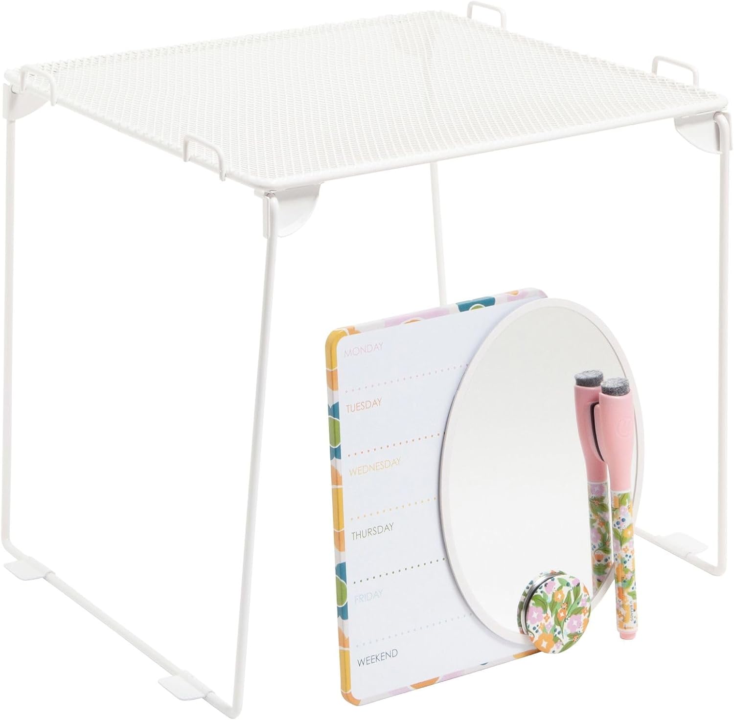 Magnetic Locker Organizer and Accessories Kit With Stackable Locker Shelf, Back to School Essentials, Saccharine