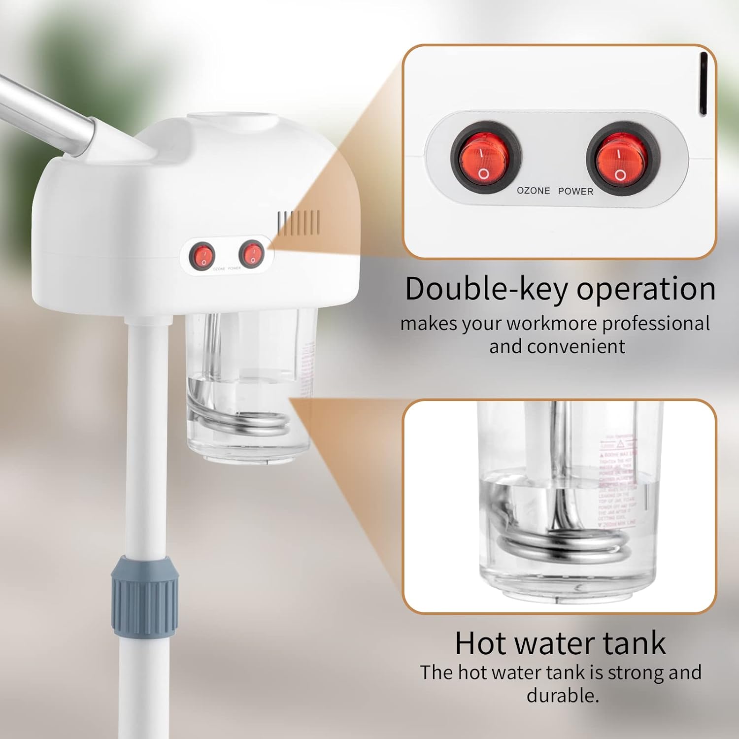 2 in 1 Facial Steamer with 5X Magnifying Lamp, Esthetician Steamer Professional Aromatherapy Humidifier Face Spa Mist