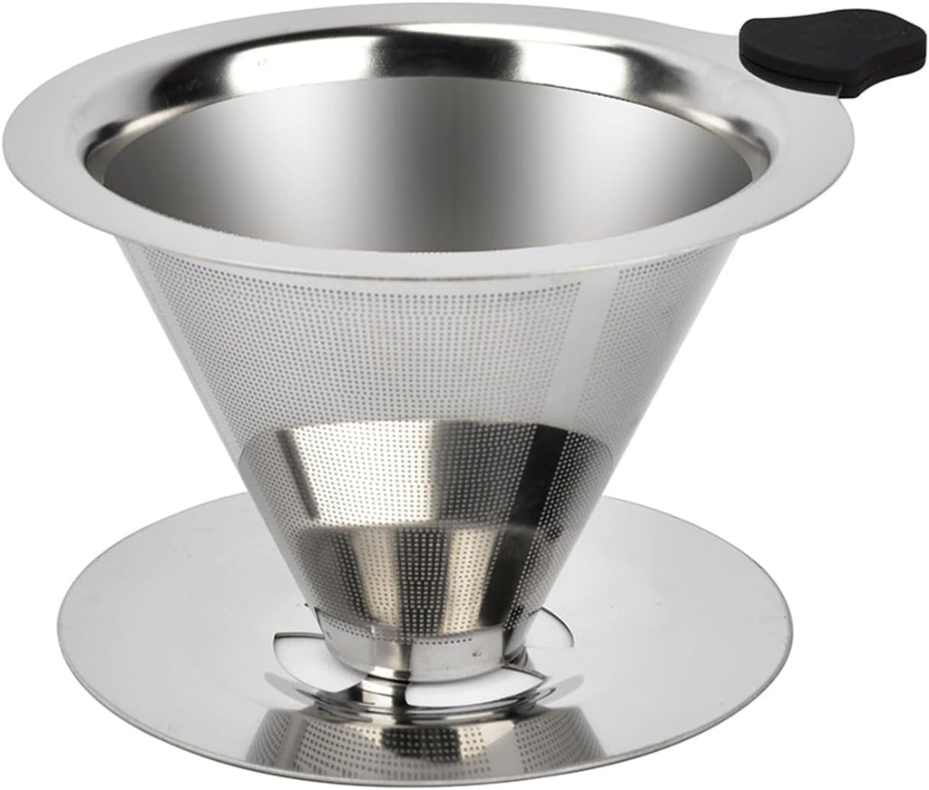 Pour Over Coffee Dripper Stainless Steel Reusable Filter Coffee Maker | Reusable Metal Cone Filter, Fine Mesh