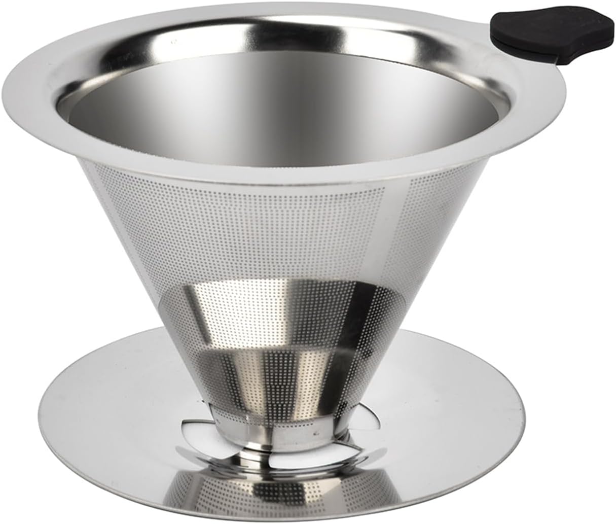 Pour Over Coffee Dripper Stainless Steel Reusable Filter Coffee Maker | Reusable Metal Cone Filter, Fine Mesh