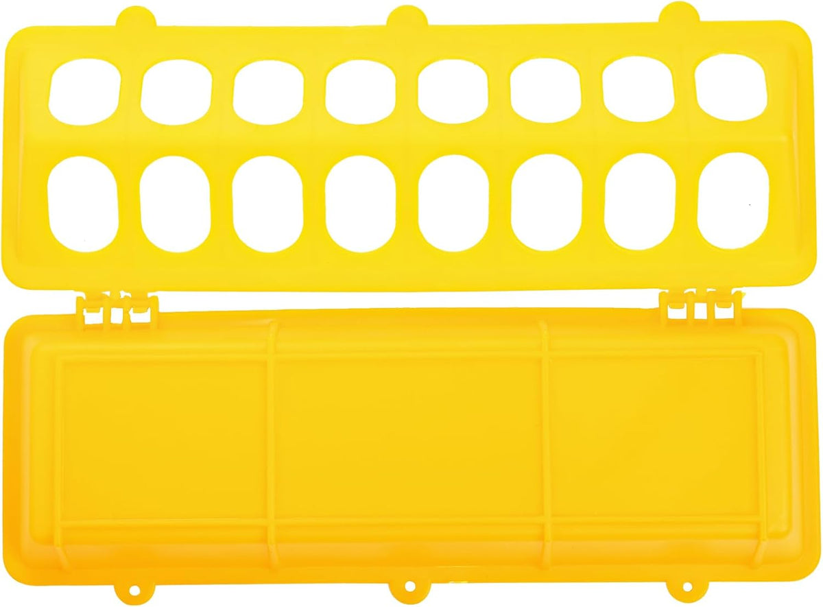 6 Pack Flip Top Poultry Feeder, Plastic Chicken Feeder Trough Multi-Hole Poultry Feeding Tray No Mess No Waste Chick