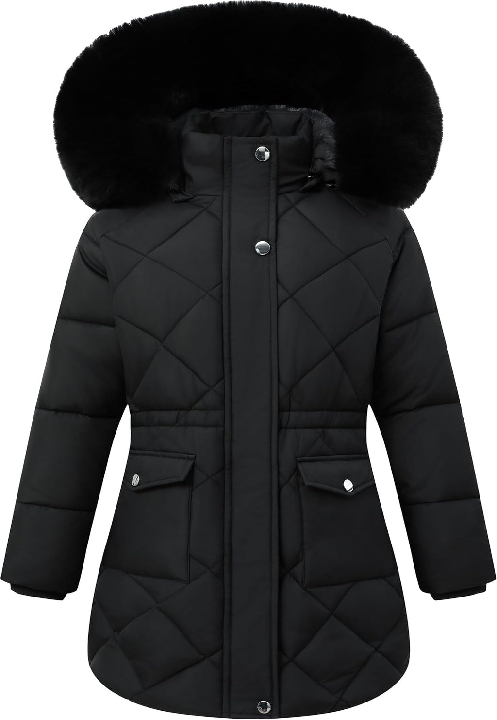 Girls Winter Waterproof Coats Hooded,Kid's Fleece-Lined Snow Parka Insulated Quilted Puffer Jacket