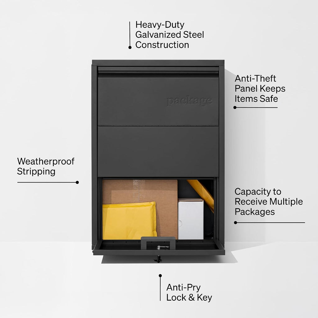 Package Delivery Boxes for Outside, Small 29.5 x 20.5 x 10.5 (HxWxD) Security Package Box, Free Standing Anti-Theft