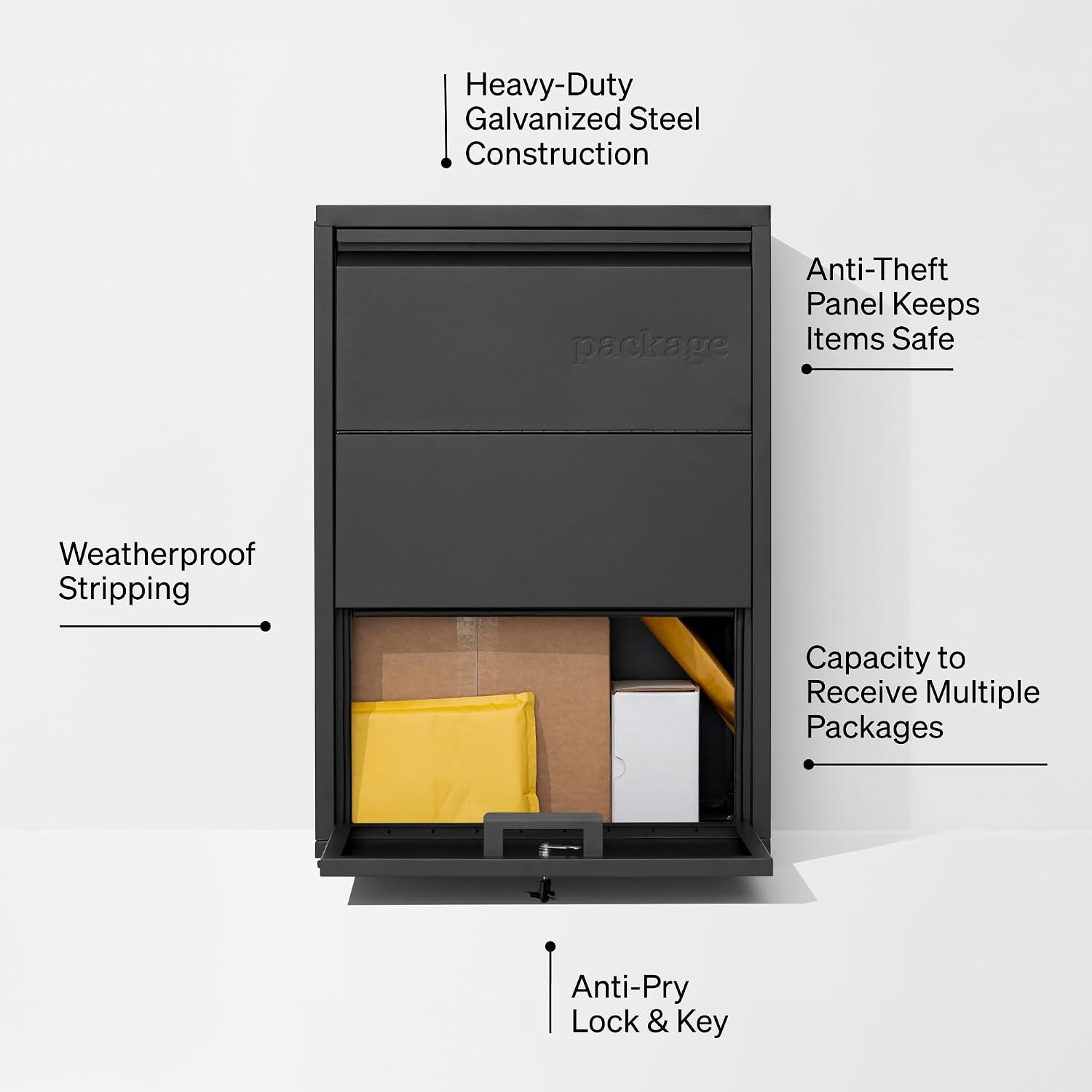 Package Delivery Boxes for Outside, Small 29.5 x 20.5 x 10.5 (HxWxD) Security Package Box, Free Standing Anti-Theft
