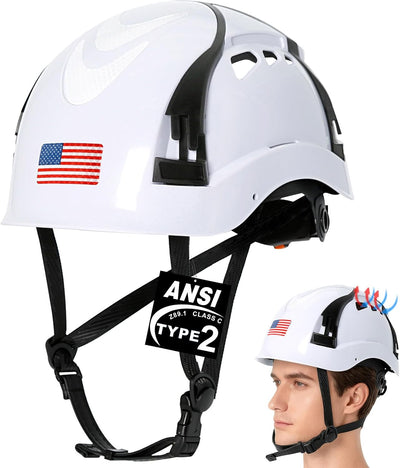 Type 2 Hard Hat with Chin Strap - ANSI Z89.1 Type II Class C Hard Hats Construction OSHA Approved, Safety Helmet