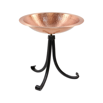 Hammered Solid Copper Birdbath- Tripod Stand
