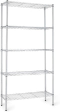 5-Shelf Adjustable Heavy Duty Steel Wire Rack, Space Saving Storage Shelving Organizer for Kitchen, Garage, No-Tool