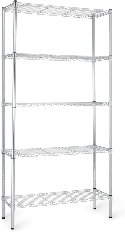 5-Shelf Adjustable Heavy Duty Steel Wire Rack, Space Saving Storage Shelving Organizer for Kitchen, Garage, No-Tool