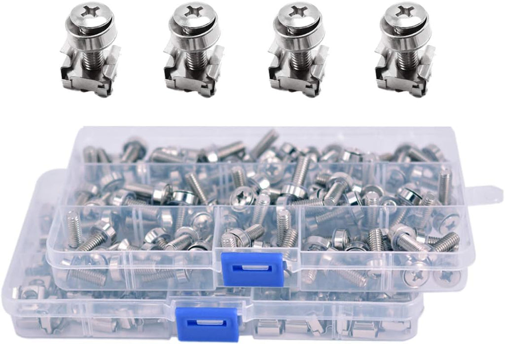 100 Sets M6x20mm Square Hole Cage Nuts Screws Washers Rack Mount