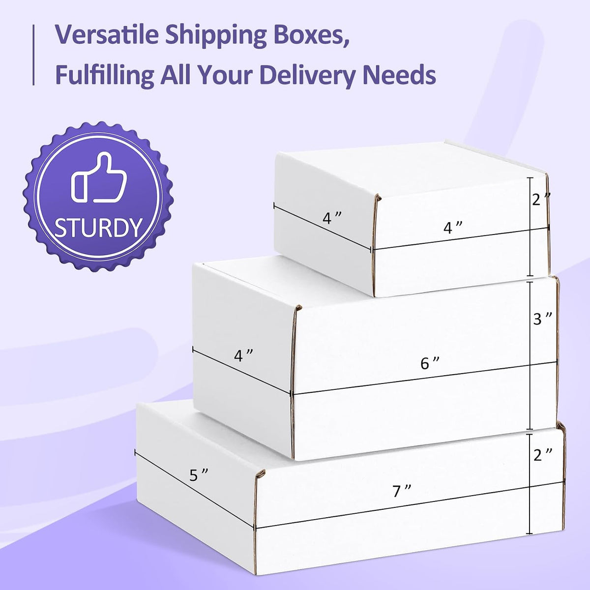 30 Pack Small Shipping Boxes Assorted Sizes, 4x4x2, 6x4x3, 7x5x2-10 PCS Each Small Boxes, White Corrugated Box
