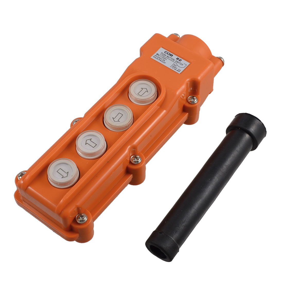 uxcell 4 Ways Hoist Crane Push Button Switch, Orange COB-62, 250V, 5 Amp, 500V, 2 Amp