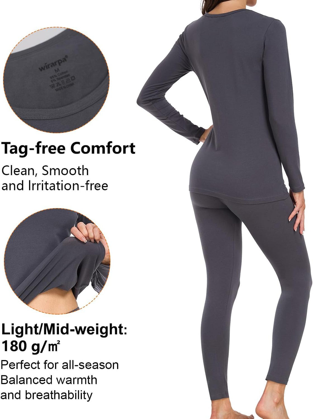 Women's Cotton Thermal Underwear Set Long Johns Base Layer Set | Soft, Lightweight, Warm, Women's Top and Bottom