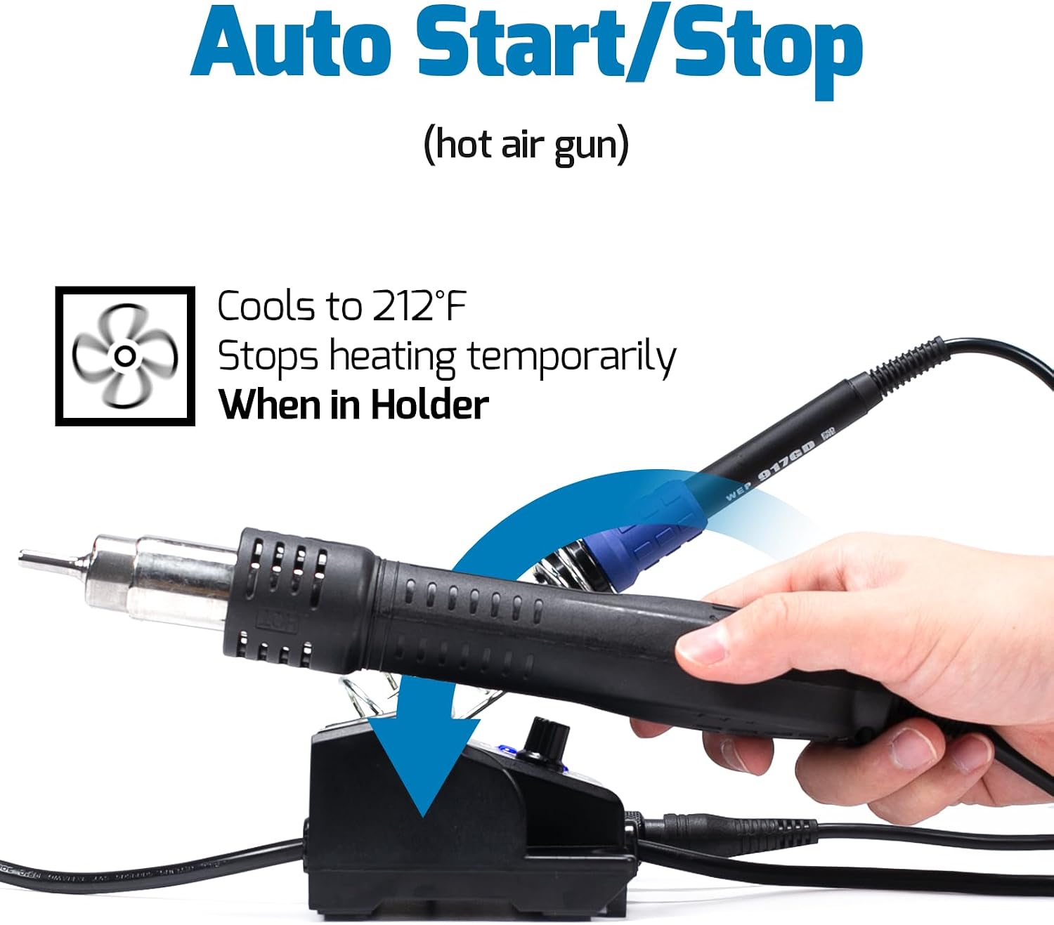 882D Soldering Iron Station 2-IN-1 SMD Hot Air Rework Station with 2 Spools of Solder Wire, 5 Soldering Tips, 3 Hot