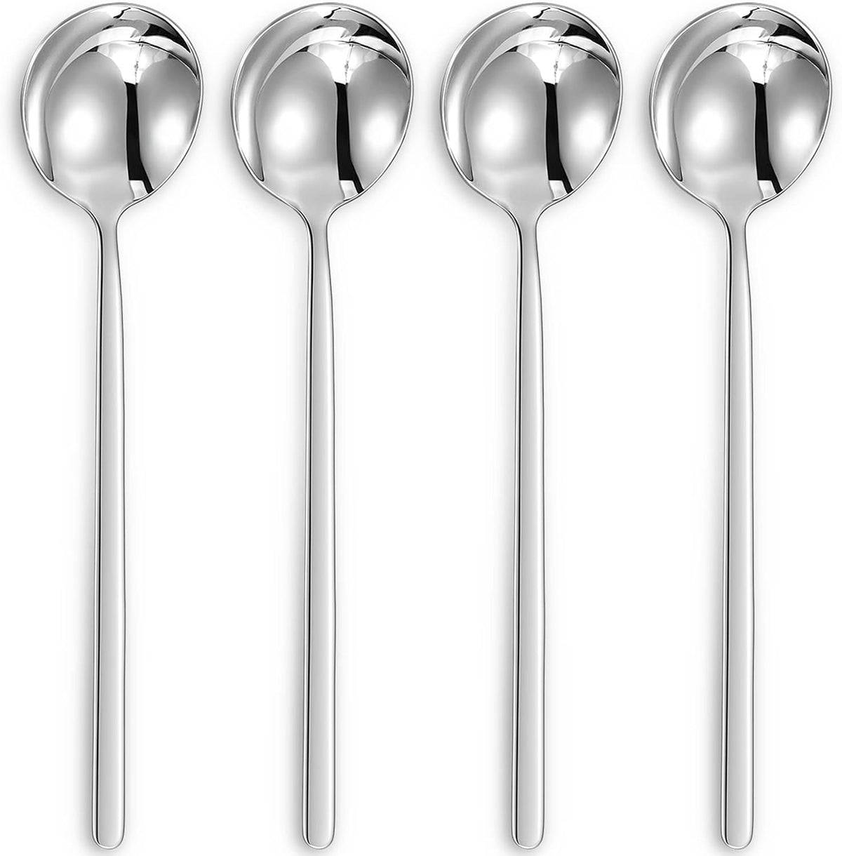 Premium 4-Piece 18/10 Stainless Steel Korean Soup Spoons (Plain)