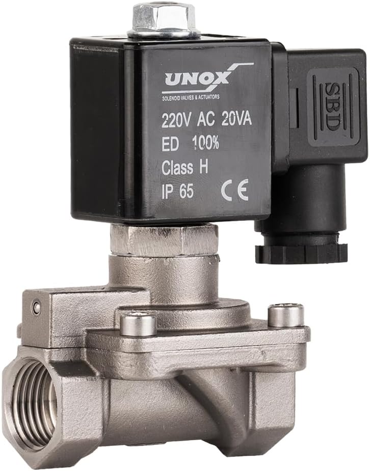 UNOX 1/2" NPT High Pressure Solenoid Valve 24V DC, Stainless Steel AISI316 Solenoid Valves Normally Closed - 7-580 PSI Multi-Purpose Reliable Control Valve for Water and Air