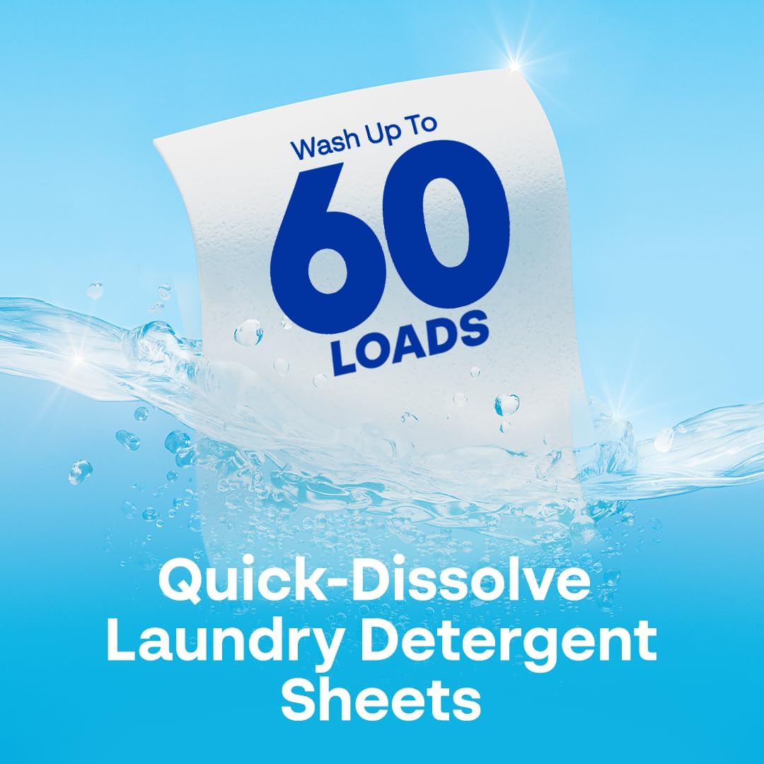 Laundry Detergent Sheets Fragrance-Free 60 Loads