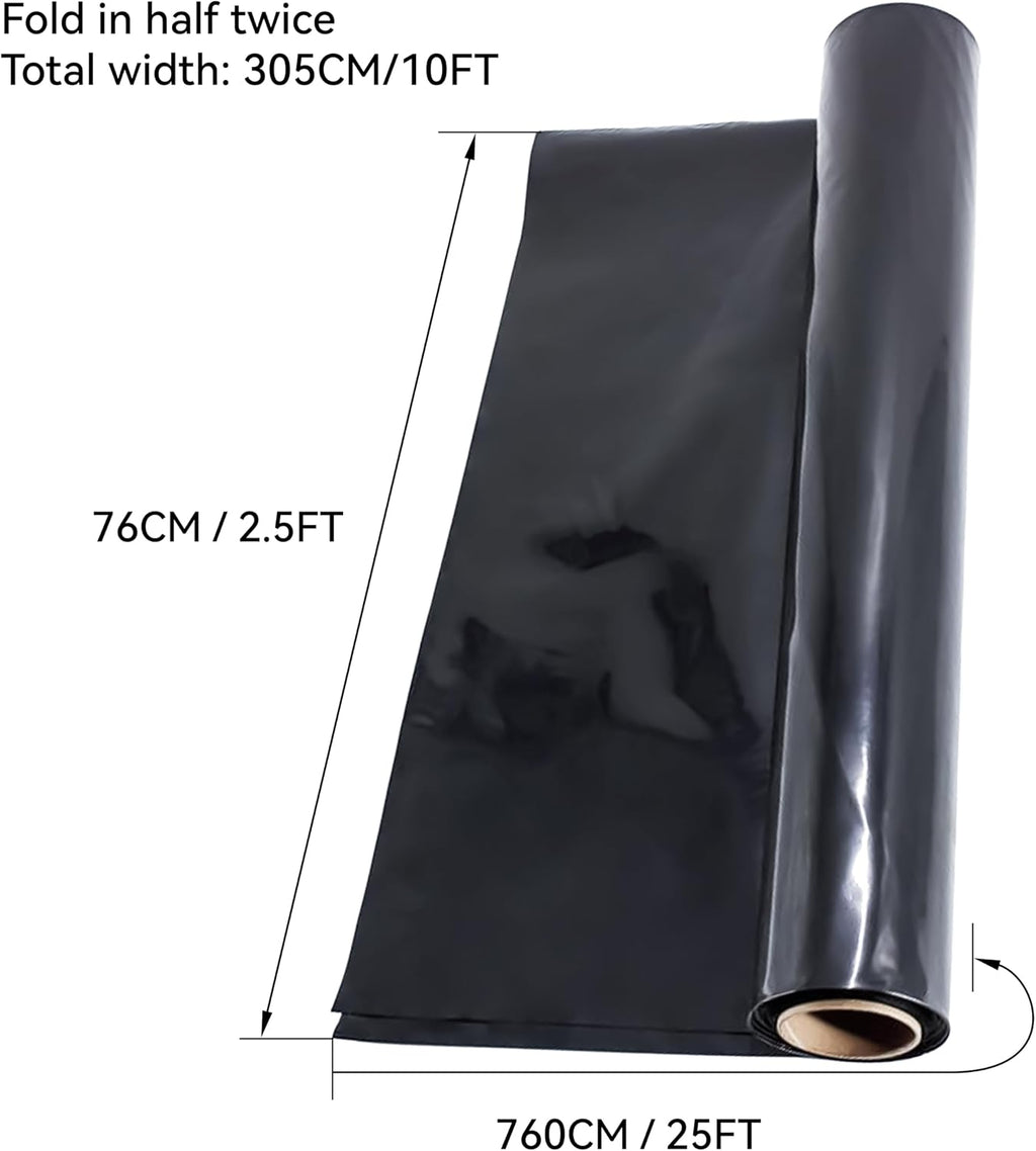 (R) Black Plastic Sheeting Tarp Roll 6 MIL Vapor Barrier Moisture Barrier for Painting, Plastic Mulch, Weed Barrier