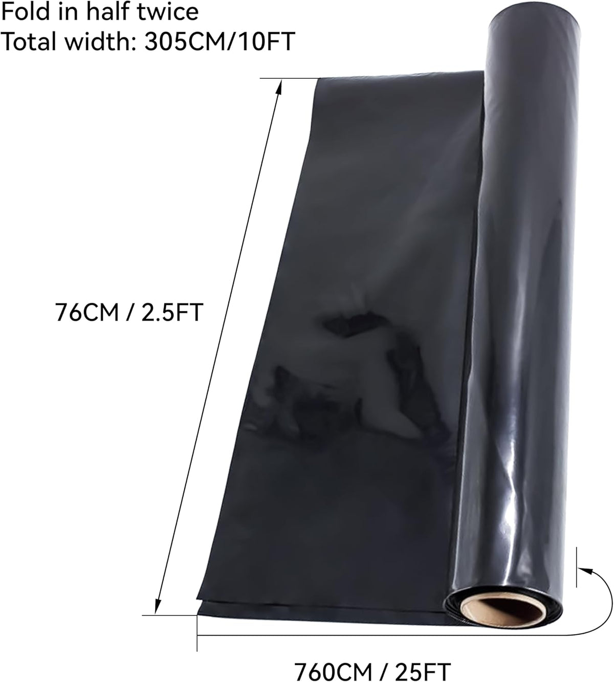 (R) Black Plastic Sheeting Tarp Roll 6 MIL Vapor Barrier Moisture Barrier for Painting, Plastic Mulch, Weed Barrier