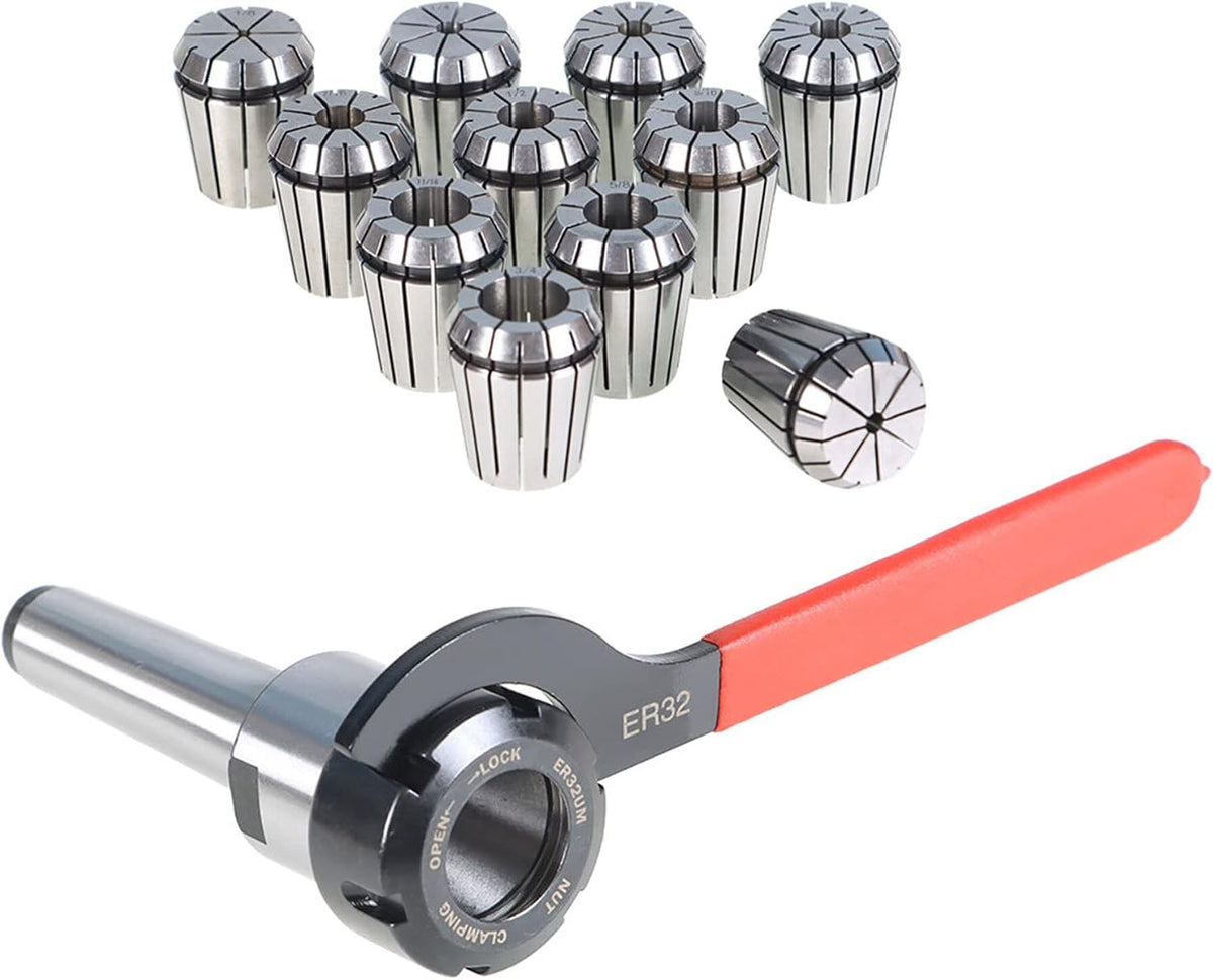ER-32 MT3 Milling Cutter Shank Tool, 11Pcs Collets with Wrench