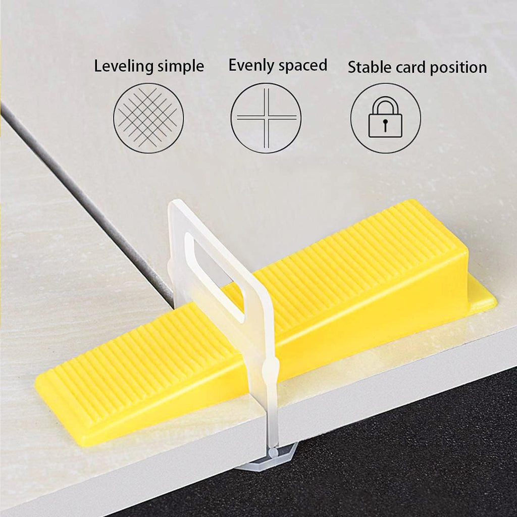 【Upgrade Version】Tile Leveling System 1/8" Kit, 300 pcs Tile Spacers Clips, 100 pcs Reusable Wedges and 1pc Floor