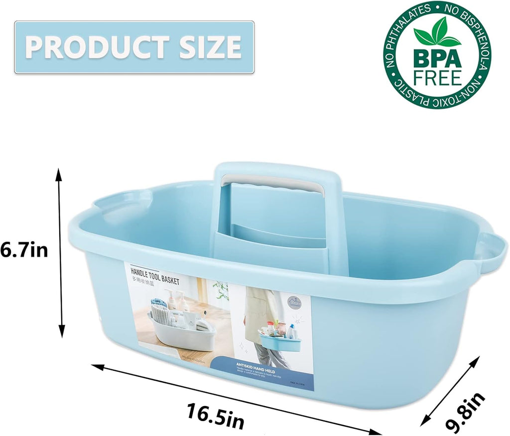 Large Cleaning Supplies Caddy Portable Shower Basket Supply Organizer with Handle Plastic Bucket Tool Storage for