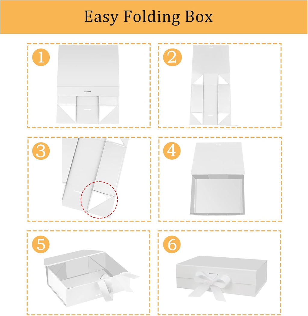 13"x9"x4" Large White Magnetic Gift Box with Lid for Presents