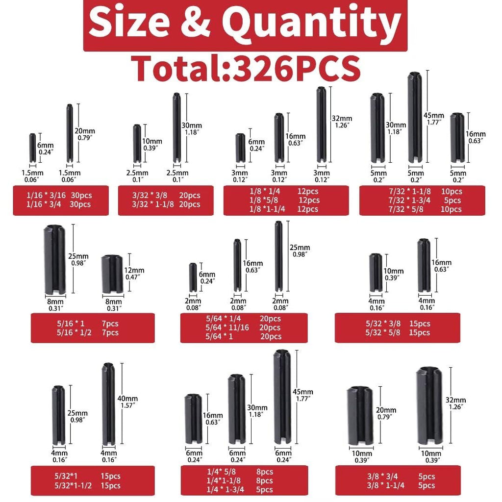 326PCS SAE Roll Pin Set(24 Sizes )