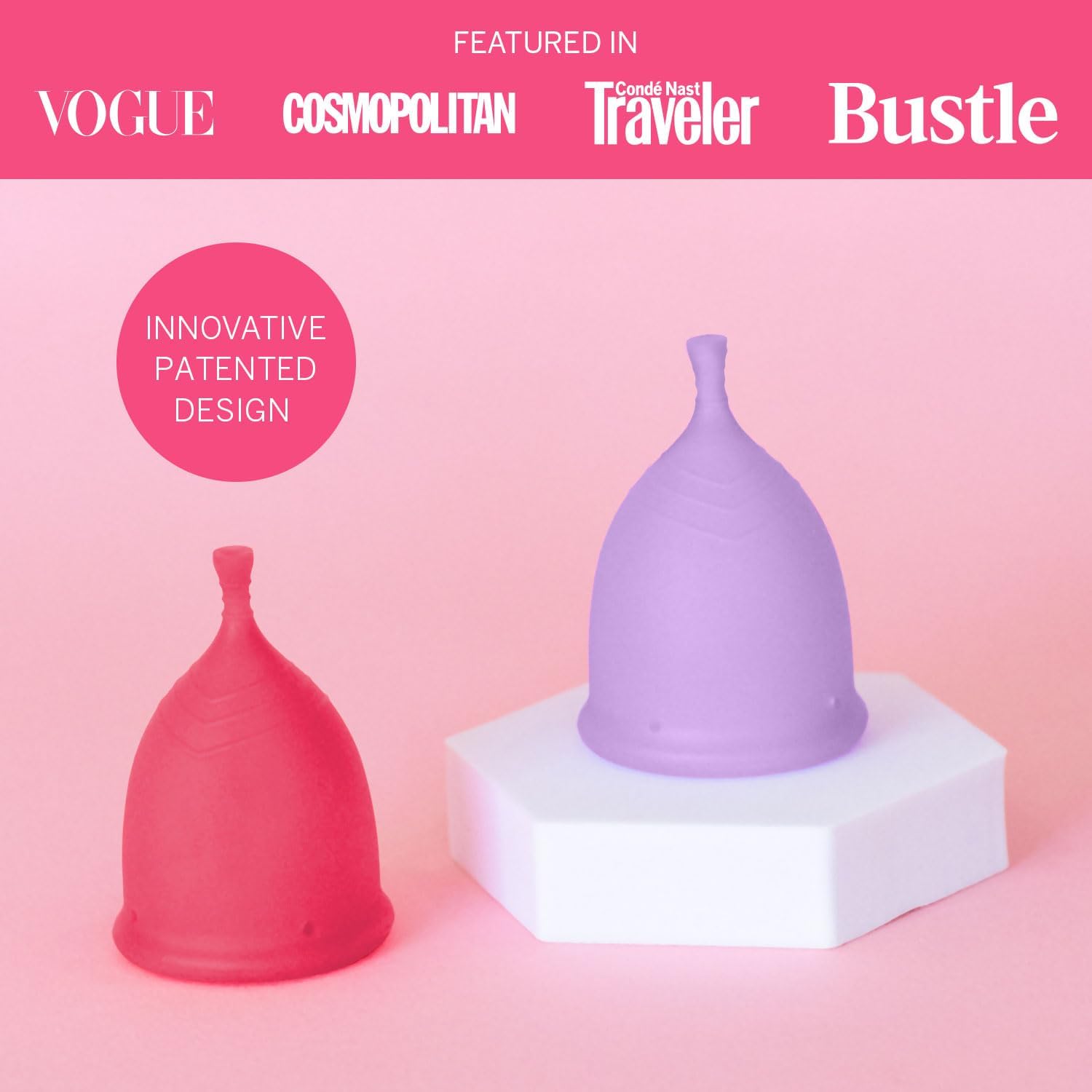 2 Menstrual Cups and Applicator Bundle - No Metals or Toxins - 100% Medical-Grade Silicone - Softest Reusable Period