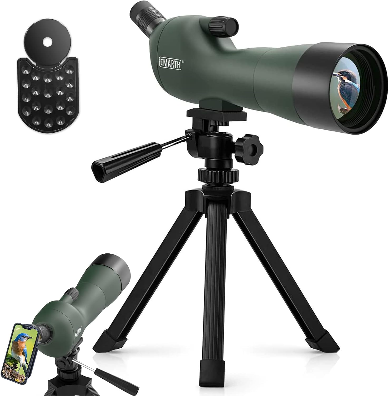 20-60x60 Angled Spotting Scope for Target Shooting, Spotting Scope w/Tripod 14" Tabletop/Carry Bag, 1.37lb Light
