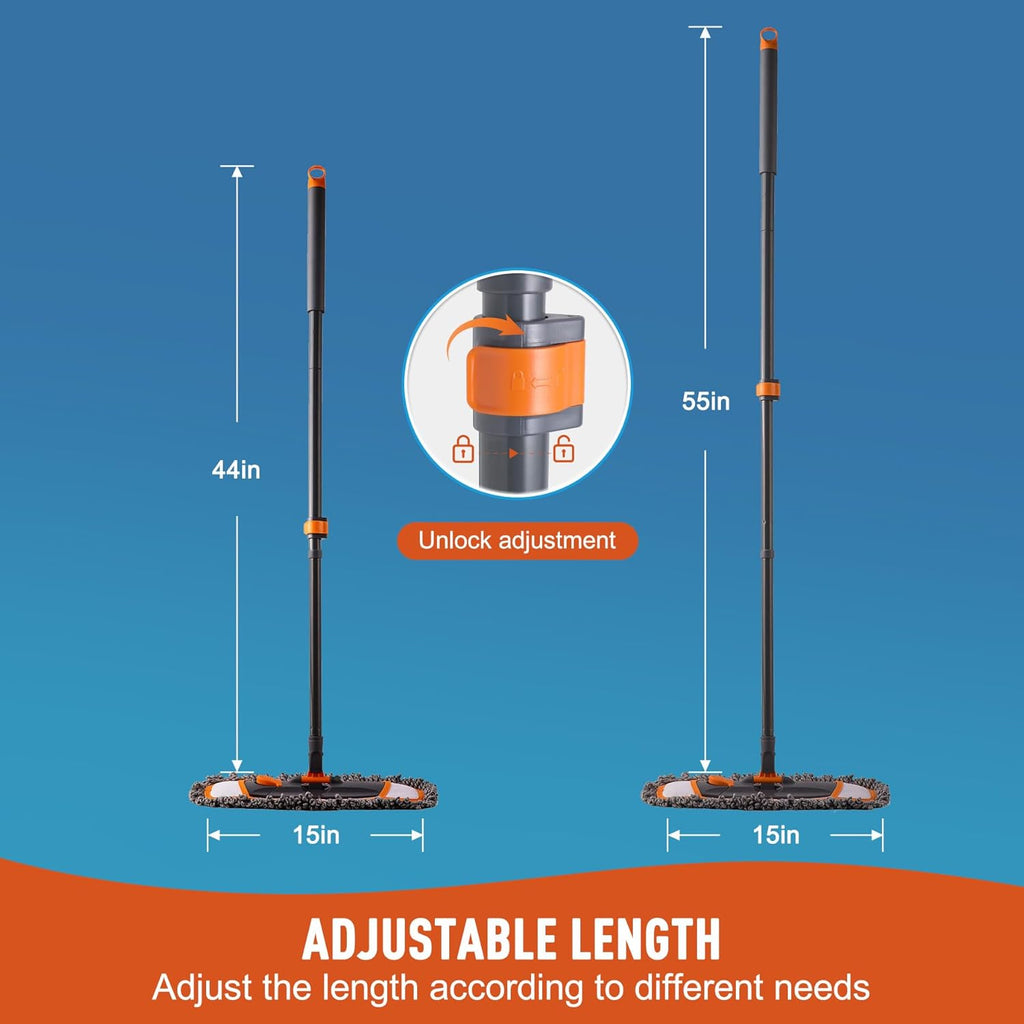 Mops for Floor Cleaning with 3 Different Washable Pads and Extendable 55” Long Handle, Multifunction Dust Mop for