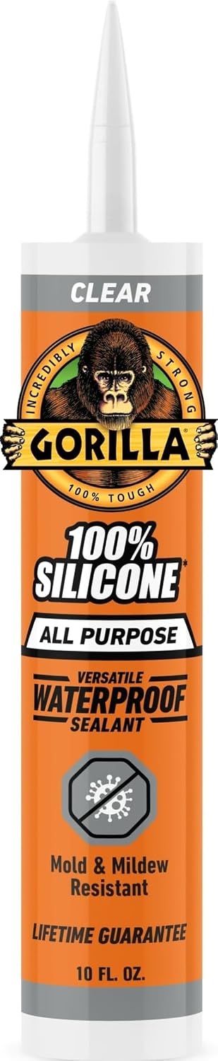 100% Silicone Waterproof Caulk, Clear, 10 oz Cartridge