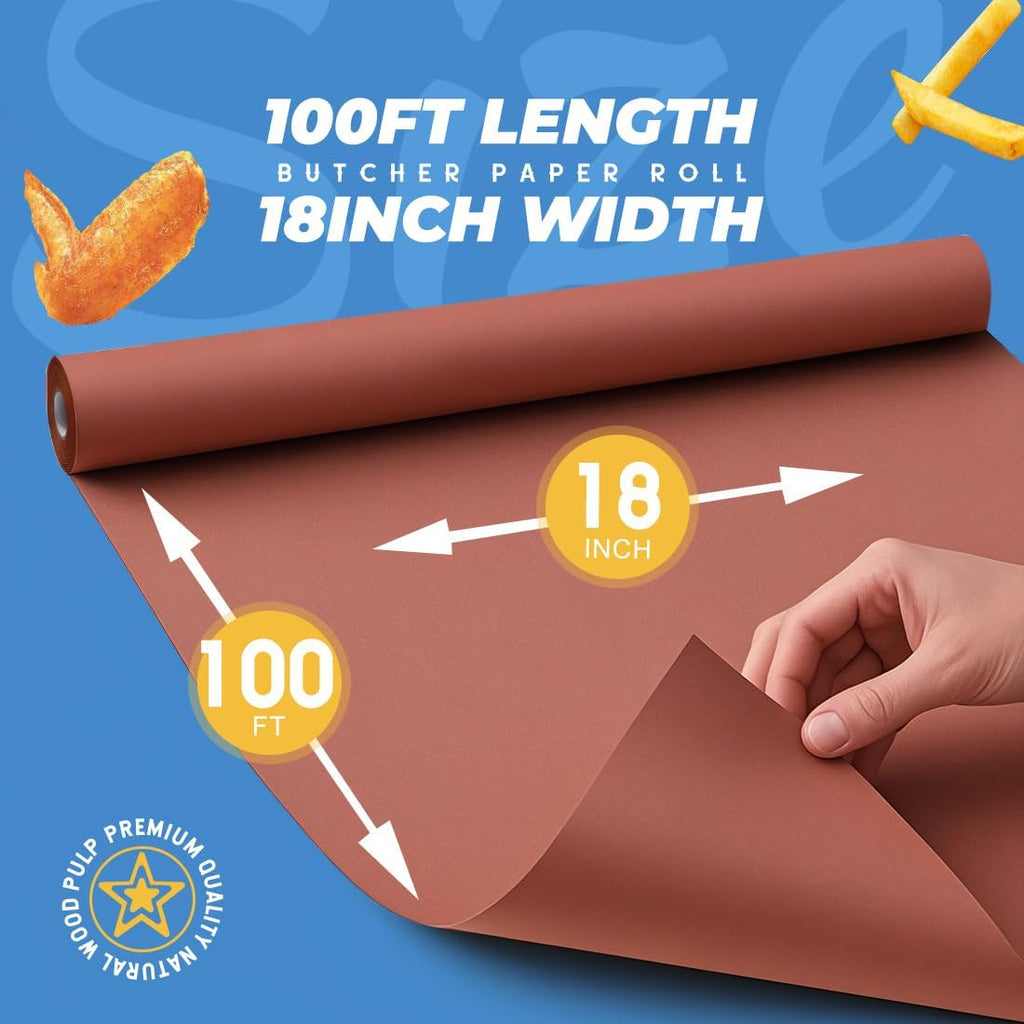 Pink Butcher Paper Roll 18" x 1200" (100') for Smoker BBQ Grilling Smoking Meat Unbleached Uncoated Unwaxed (Pink