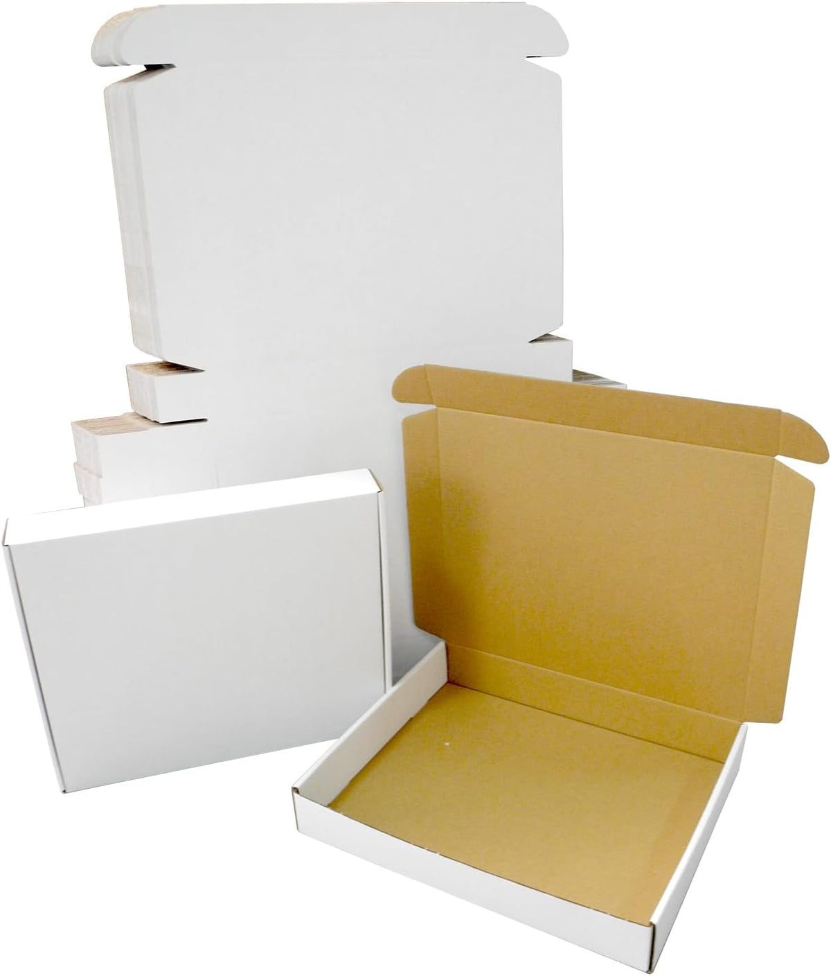 13x11x2" Box, White Shipping Boxes Mailer Flat Mailing Packaging Corrugated Cardboard Mailers for Business, 25 Pack